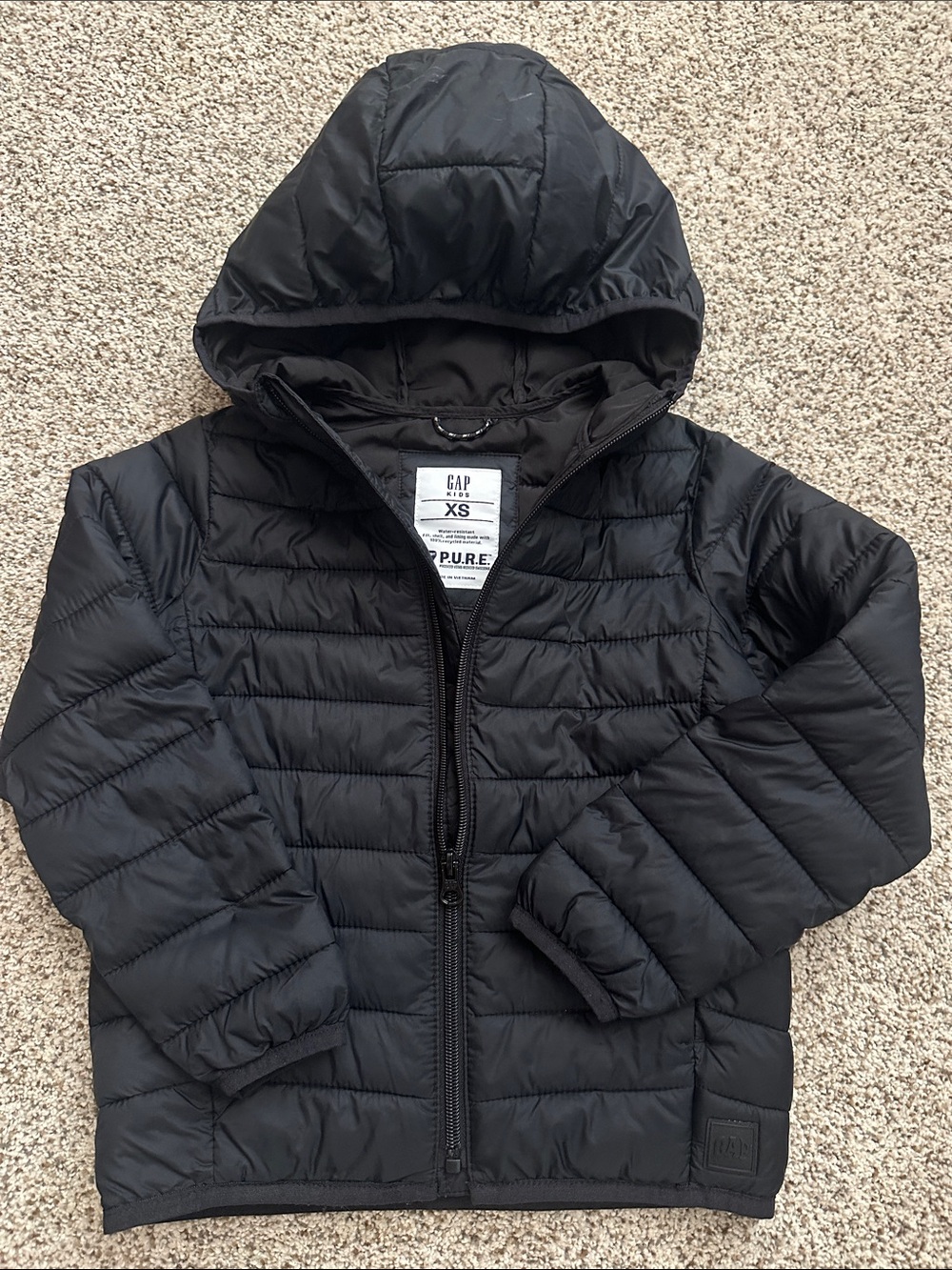 GAP Black Hooded Quilted Puffer Jacket xs